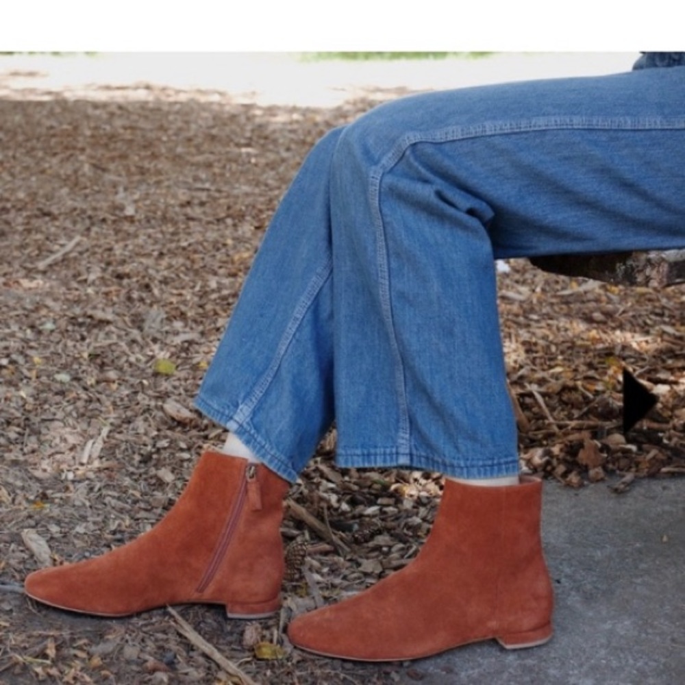 Dôen Rust Suede Bowery Side Zip Ankle Boots